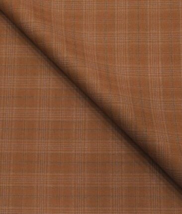 Italian Channel Men's Terry Rayon Self Checks Unstitched Suiting Fabric (Light Copper)
