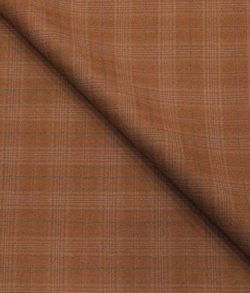 Italian Channel Men's Terry Rayon Self Checks Unstitched Suiting Fabric (Light Copper)