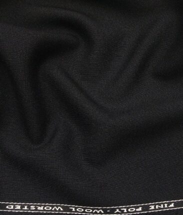 J.Hampstead Italy Men's Matty Solid 30% Merino Wool Unstitched Suiting Fabric (Black)