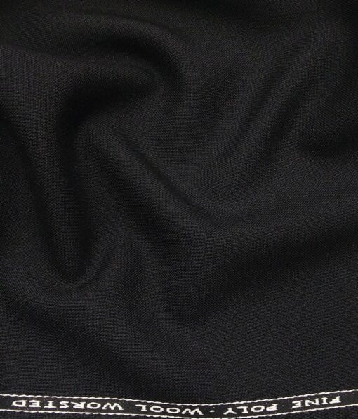 J.Hampstead Italy Men's Matty Solid 30% Merino Wool Unstitched Suiting Fabric (Black)
