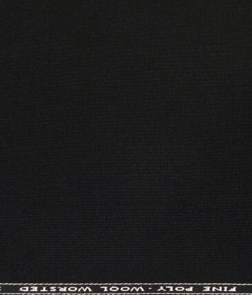 J.Hampstead Italy Men's Matty Solid 30% Merino Wool Unstitched Suiting Fabric (Black)