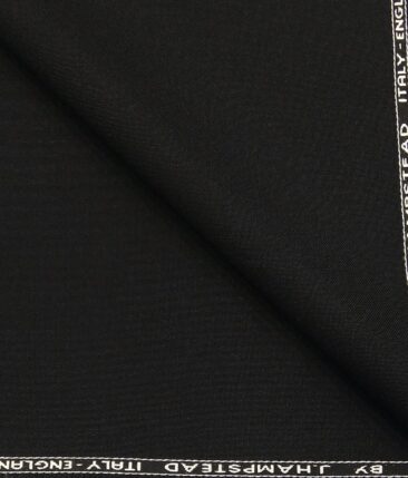 J.Hampstead Italy Men's Matty Solid 30% Merino Wool Unstitched Suiting Fabric (Black)