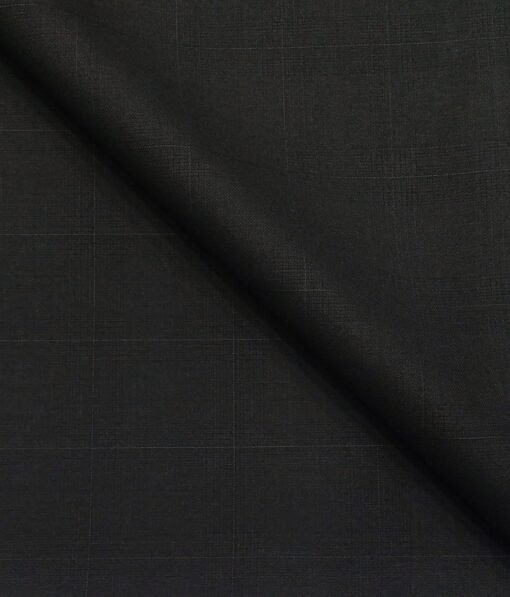 Marcellino Men's Terry Rayon Self Checks Unstitched Suiting Fabric (Black)