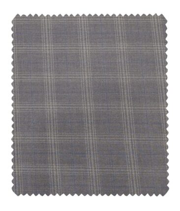 Marcellino Men's Terry Rayon Plaid Checks Unstitched Suiting Fabric (Blueish Grey)