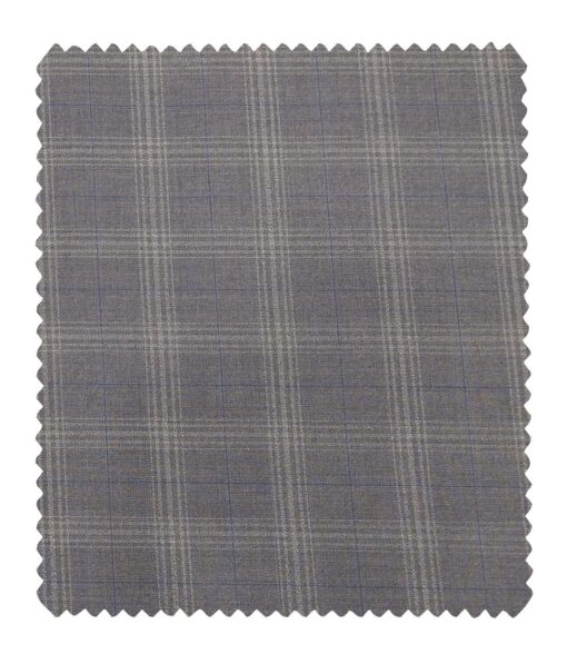 Marcellino Men's Terry Rayon Plaid Checks Unstitched Suiting Fabric (Blueish Grey)