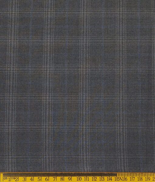 Marcellino Men's Terry Rayon Plaid Checks Unstitched Suiting Fabric (Dark Grey)