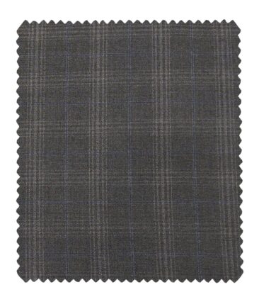 Marcellino Men's Terry Rayon Plaid Checks Unstitched Suiting Fabric (Dark Grey)
