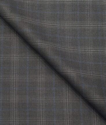 Marcellino Men's Terry Rayon Plaid Checks Unstitched Suiting Fabric (Dark Grey)