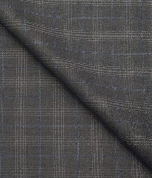 Marcellino Men's Terry Rayon Plaid Checks Unstitched Suiting Fabric (Dark Grey)