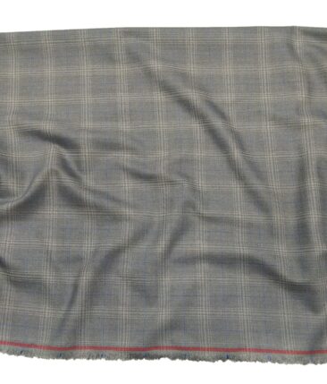Marcellino Men's Terry Rayon Plaid Checks Unstitched Suiting Fabric (Light Grey)