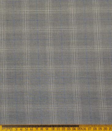 Marcellino Men's Terry Rayon Plaid Checks Unstitched Suiting Fabric (Light Grey)