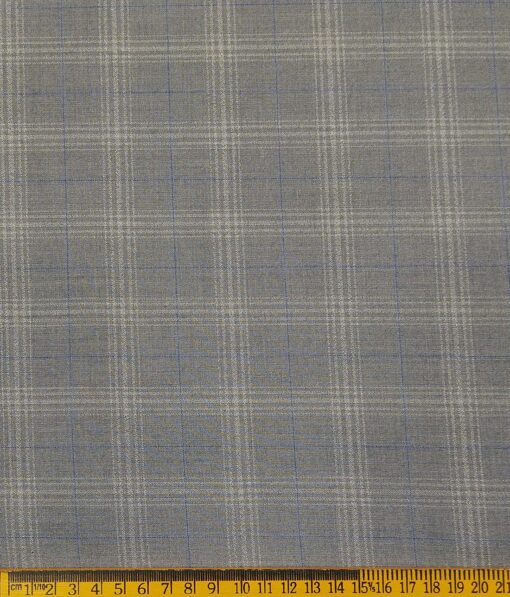 Marcellino Men's Terry Rayon Plaid Checks Unstitched Suiting Fabric (Light Grey)