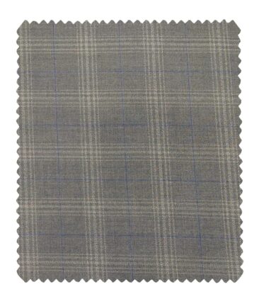 Marcellino Men's Terry Rayon Plaid Checks Unstitched Suiting Fabric (Light Grey)