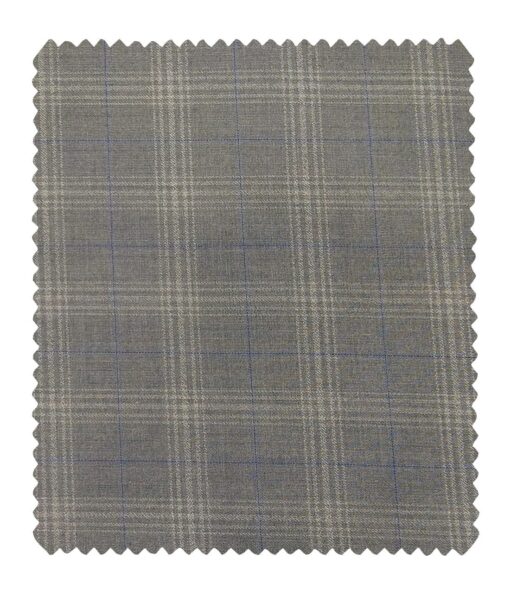 Marcellino Men's Terry Rayon Plaid Checks Unstitched Suiting Fabric (Light Grey)