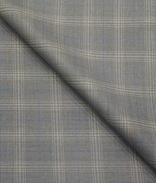 Marcellino Men's Terry Rayon Plaid Checks Unstitched Suiting Fabric (Light Grey)