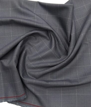 Marcellino Men's Terry Rayon Plaid Checks Unstitched Suiting Fabric (Pewter Grey)