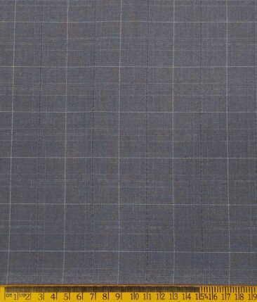Marcellino Men's Terry Rayon Plaid Checks Unstitched Suiting Fabric (Pewter Grey)