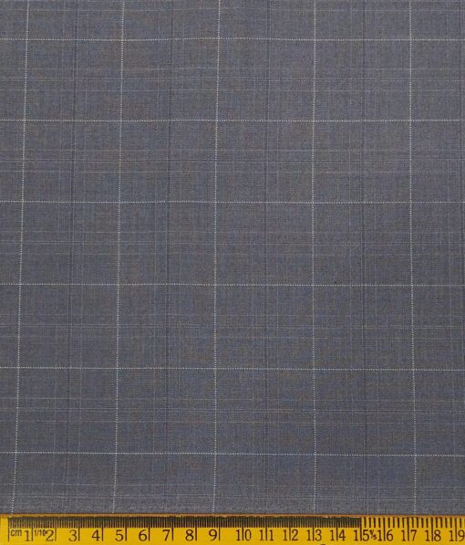 Marcellino Men's Terry Rayon Plaid Checks Unstitched Suiting Fabric (Pewter Grey)