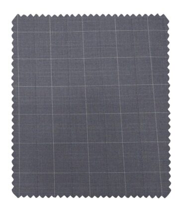 Marcellino Men's Terry Rayon Plaid Checks Unstitched Suiting Fabric (Pewter Grey)