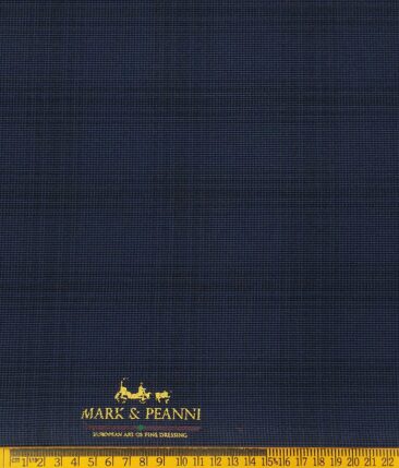 Mark & Peanni Men's Terry Rayon Structured Cum Checks Unstitched Suiting Fabric (Dark Blue)
