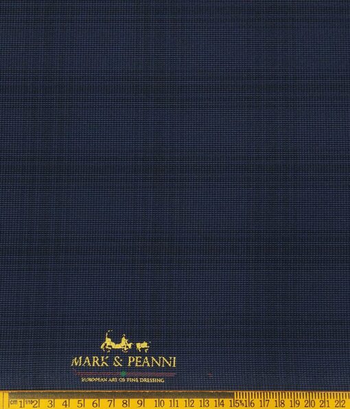 Mark & Peanni Men's Terry Rayon Structured Cum Checks Unstitched Suiting Fabric (Dark Blue)