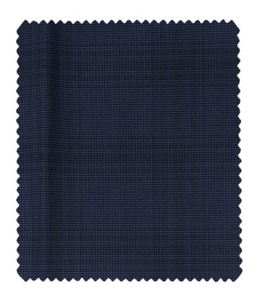 Mark & Peanni Men's Terry Rayon Structured Cum Checks Unstitched Suiting Fabric (Dark Blue)