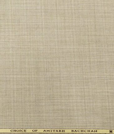 OCM Men's Self Design 25% Merino Wool Unstitched Safari Suit Fabric (Beige