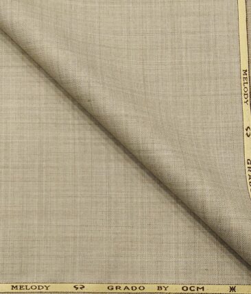 OCM Men's Self Design 25% Merino Wool Unstitched Safari Suit Fabric (Beige
