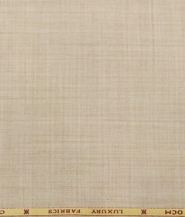 OCM Men's Self Design 25% Merino Wool Unstitched Safari Suit Fabric (Latte Beige