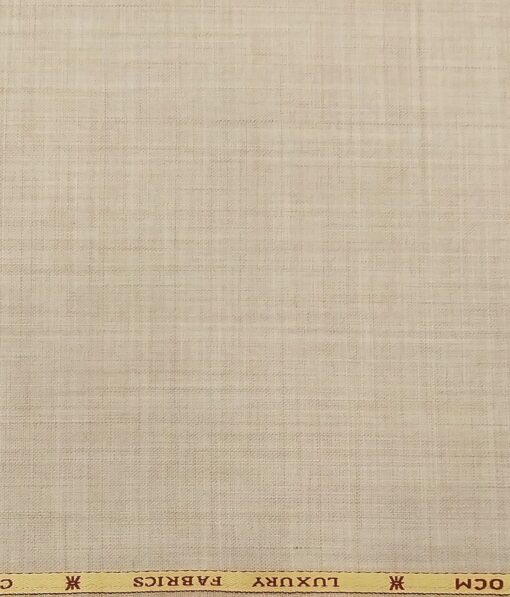 OCM Men's Self Design 25% Merino Wool Unstitched Safari Suit Fabric (Latte Beige