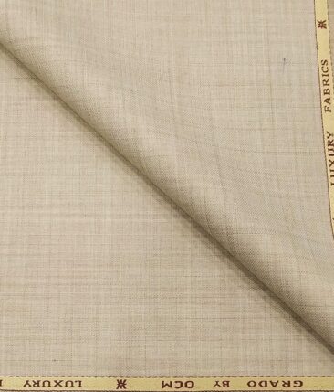 OCM Men's Self Design 25% Merino Wool Unstitched Safari Suit Fabric (Latte Beige