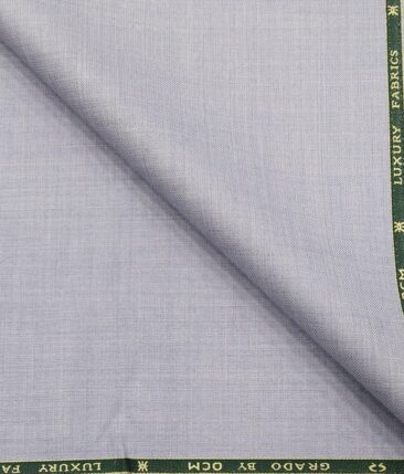 OCM Men's Self Design 35% Merino Wool Unstitched Safari Suit Fabric (Light Blue