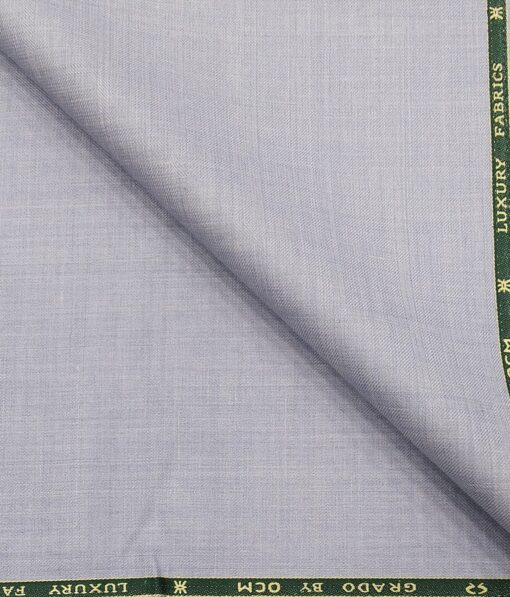 OCM Men's Self Design 35% Merino Wool Unstitched Safari Suit Fabric (Light Blue