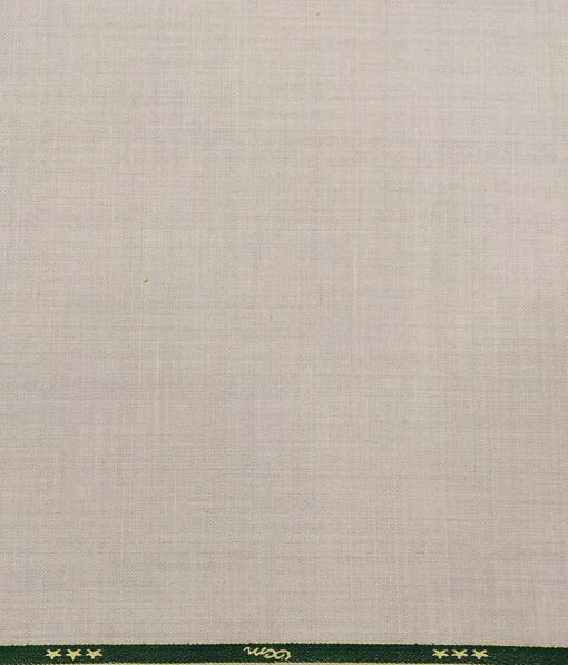 OCM Men's Self Design 32% Merino Wool Unstitched Safari Suit Fabric (Light Beigish Grey