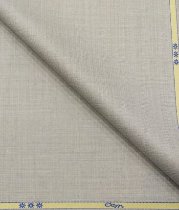 OCM Men's Self Design 35% Merino Wool Unstitched Safari Suit Fabric (Light Silver Grey