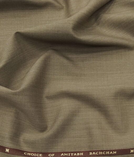 OCM Men's Self Design 45% Merino Super 100's Wool Unstitched Suiting Fabric (Medium Brown)