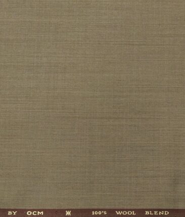 OCM Men's Self Design 45% Merino Super 100's Wool Unstitched Suiting Fabric (Medium Brown)