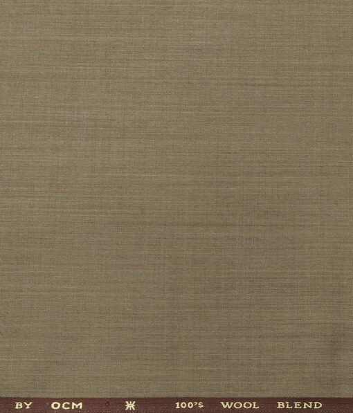OCM Men's Self Design 45% Merino Super 100's Wool Unstitched Suiting Fabric (Medium Brown)
