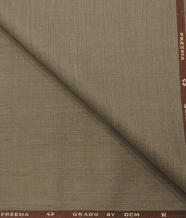 OCM Men's Self Design 45% Merino Super 100's Wool Unstitched Suiting Fabric (Medium Brown)