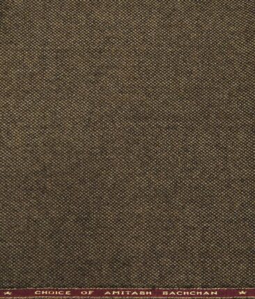 OCM Men's Structured 100% Pure Merino Wool Thick Tweed Unstitched Jacketing & Blazer Fabric (Brown