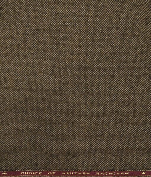 OCM Men's Structured 100% Pure Merino Wool Thick Tweed Unstitched Jacketing & Blazer Fabric (Brown