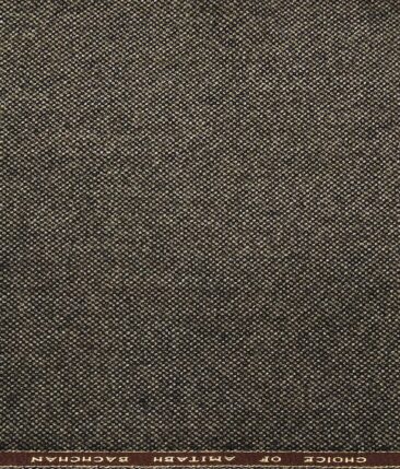 OCM Men's Structured 100% Pure Merino Wool Thick Tweed Unstitched Jacketing & Blazer Fabric (Greenish Brown
