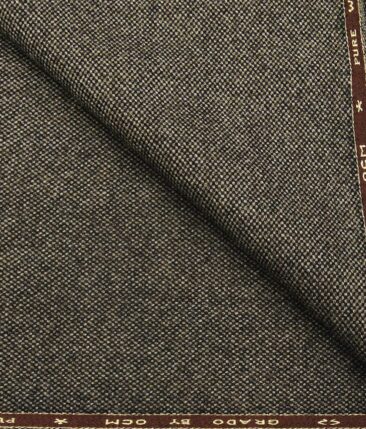 OCM Men's Structured 100% Pure Merino Wool Thick Tweed Unstitched Jacketing & Blazer Fabric (Greenish Brown