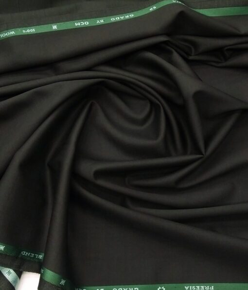 OCM Men's Self Checks 45% Merino Super 100's Wool Unstitched Suiting Fabric (Dark Green)