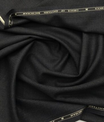 OCM Men's Self Design 45% Merino Wool Unstitched Suiting Fabric (Dark Worsted Grey)