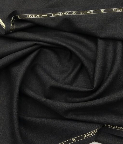 OCM Men's Self Design 45% Merino Wool Unstitched Suiting Fabric (Dark Worsted Grey)