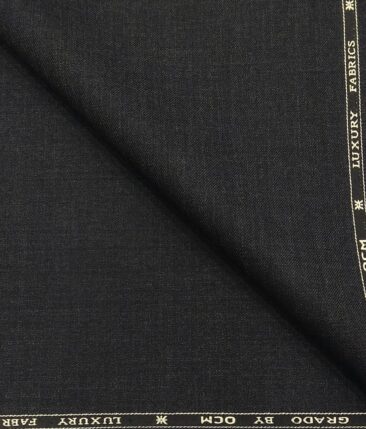OCM Men's Self Design 45% Merino Wool Unstitched Suiting Fabric (Dark Worsted Grey)