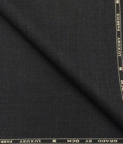 OCM Men's Self Design 45% Merino Wool Unstitched Suiting Fabric (Dark Worsted Grey)
