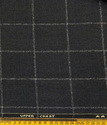 OCM Men's White Checks 100% Pure Merino Wool Fine Tweed Unstitched Jacketing & Blazer Fabric (Dark Grey