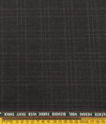 Raymond Men's Self Broad Checks 35% Merino Wool Unstitched Suit Fabric (Dark Grey